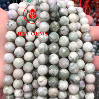 Naaturl Perles rondes facettées en jade de paix Perles en pierre de gros 8mm