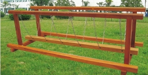 Jeux amusants Pont en bois, Pont de jardin en bois, Pont en corde de terrain de jeu en bois pour enfants en plein air - Product Image 4