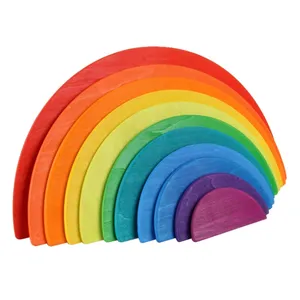 2022 Creative Puzzle Wooden Nesting Puzzle Rainbow Boards Building Blocks