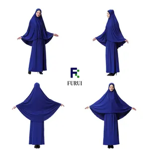 Grosir dress hijab wanita-Baju Panjang Abaya Wanita Muslim, Dua Potong Setelan Jilbab dan Rok