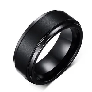 Bagues en carbure de tungstène pur et en argent noir pour hommes, bracelet de fiançailles, 8 MM, offre spéciale