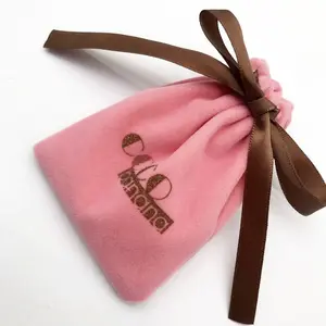 Pink Rings and Bracelet OEM Brand velvet pouch in packaging bags