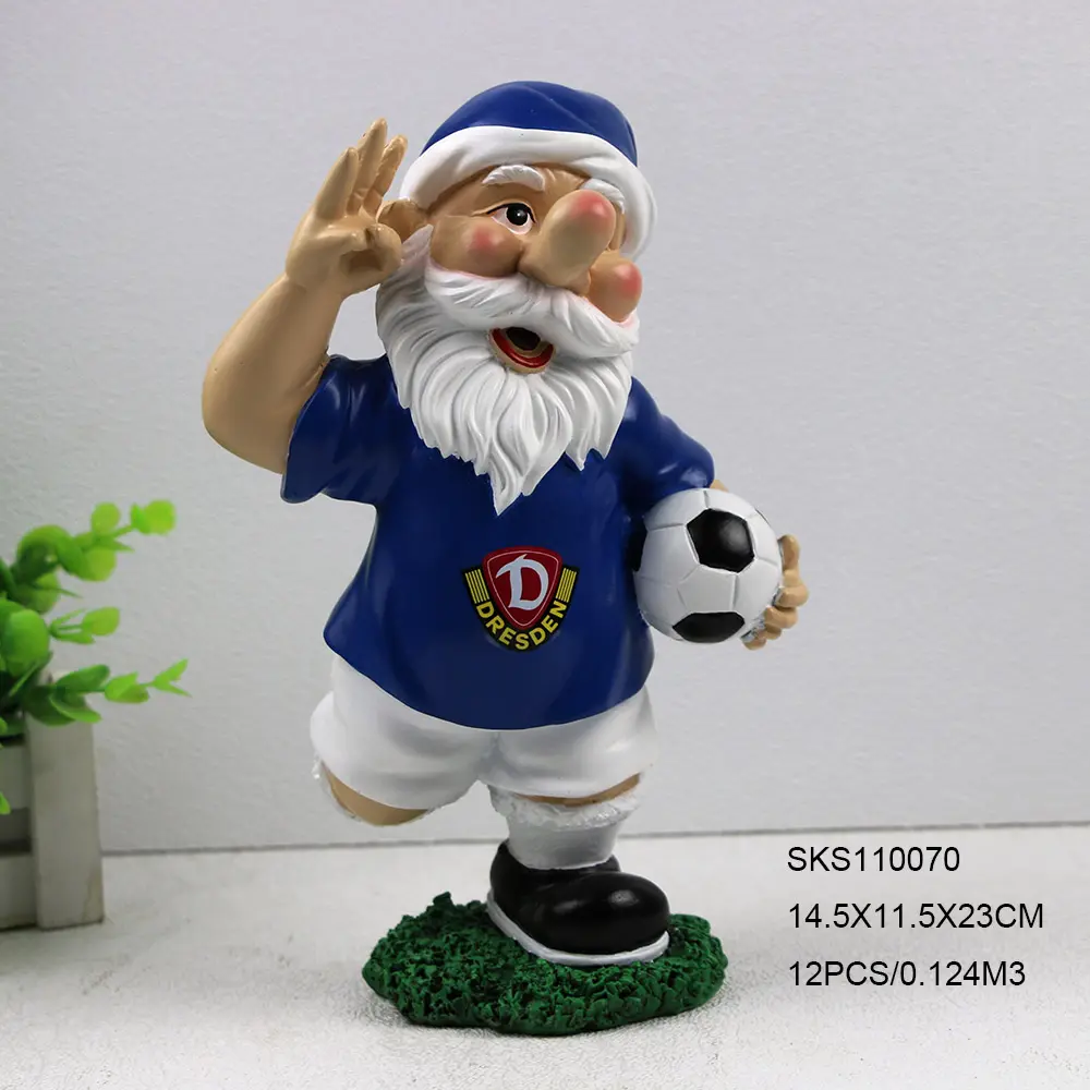 Gnome esportivo de resina, venda quente, gnome de futebol, jardim de futebol, gnome-faculdade