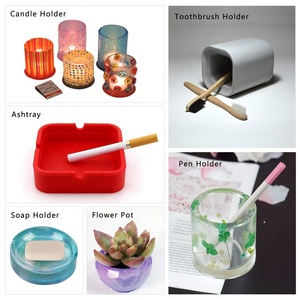 Moule Artisanal DIY en <span class=keywords><strong>Silicone</strong></span> et Résine Époxy pour Sous-Verre, Pot de Fleur et Cendrier - Product Image 4