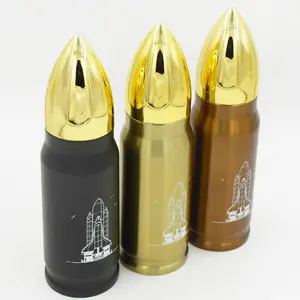 Botol Termos Peluru Bentuk Roket 12Oz 17Oz Desain Kreatif Mug Botol Air Penyerap Vakum Baja Tahan Karat untuk Grosir