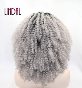 LINDAL gris dentelle avant perruques lâche bouclés gris cheveux synthétiques <span class=keywords><strong>perruque</strong></span> pour les femmes Cosplay fête <span class=keywords><strong>Halloween</strong></span> rebond moelleux cheveux - Product Image 3