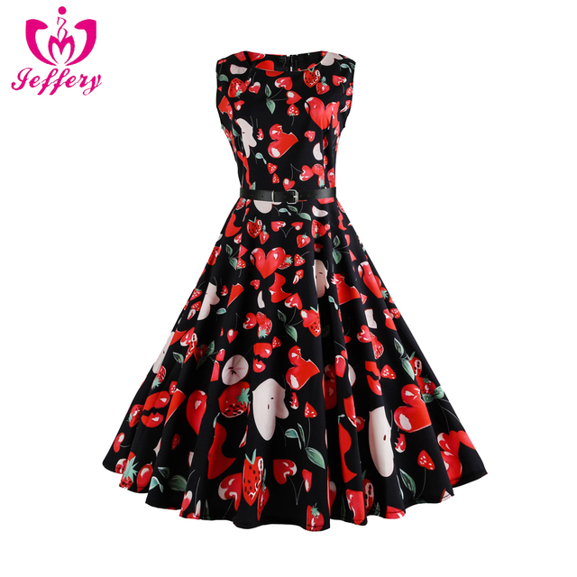 The New Strawberry love Printed Women's Dress for the Beach Party B020