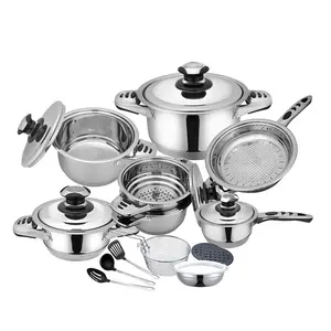 Utensilios de cocina de inducción, olla de cocina de acero inoxidable, 21 piezas, gran oferta