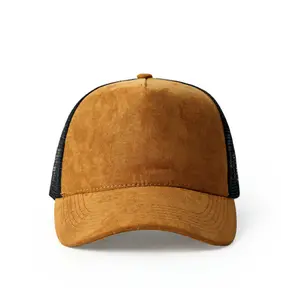 Custom Suede Baseball Trucker Cap Mesh Hats 5 panel Hat 100pcs Per Design Per Color Trucker Baseball Hats