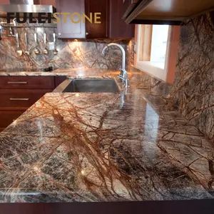 2017 best sale rain forest brown marble vanity and kitchen tops