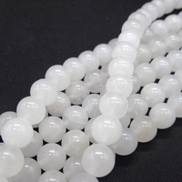 Perles Rondes Lisses en Pierre Naturelle Jade Blanc Laiteux pour Fabrication de Bijoux et Artisanat DIY 4mm 6mm 8mm 10mm 12mm 14mm