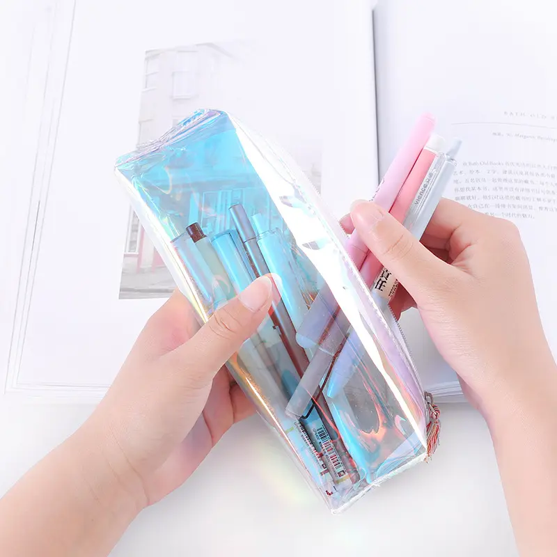 Cool Laser Transparent Makeup Bag Tassel Student Custom Fashion Pencil Case