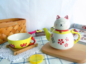 Lucky Cat Shape <strong>Teapot</strong> and <strong>Cup</strong> in <strong>One</strong> ,ceramic <strong>One</strong> <strong>Cup</strong> <strong>Teapot</strong> Custom - Product Image 2