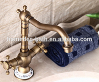 Robinet mitigeur de cuisine en laiton Antique, poignée Double croix en laiton Antique, robinet d'eau de cuisine en Bronze