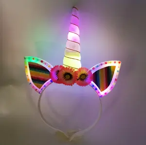 למעלה מכירת חמוד מהבהב LED unicorn סרט שיער אביזרי בנות במחיר טוב