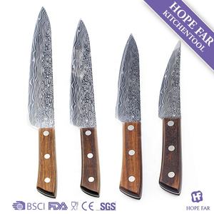 Xyj couteau de boucher, manche en bois, grain damas laser 8 pièces - Product Image 3