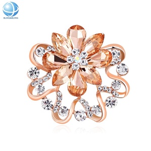 Bunga Elegan Syal Klip Bros Sutra Kristal Berlian Imitasi Syal Gesper Pin untuk Wanita Perhiasan - Product Image 1