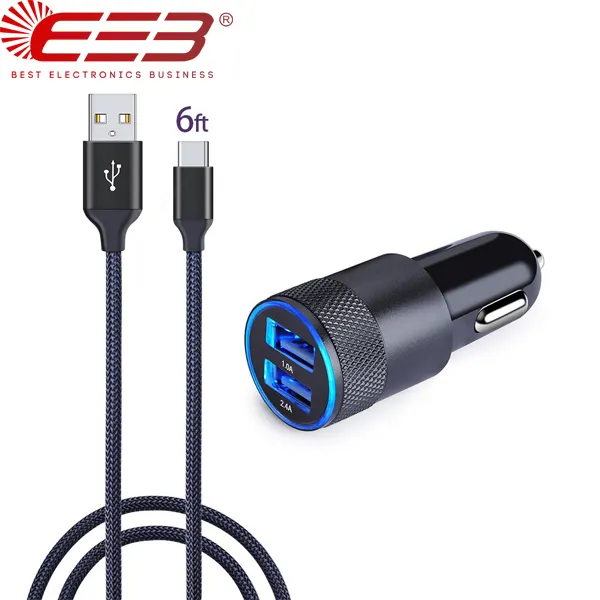 BEB cargador de coche 3.4A de puerto Dual USB rápido adaptador de cargador de coche Compatible con iPhoneX/8/7/iPad tableta Samsung S9/S10 HTC Sony