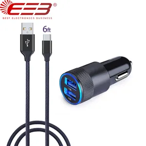 BEB 车载充电器 3.4A 双 USB 端口快速车载充电器适配器兼容 iphoneex/8/7，iPad, 平板电脑，三星 S9/S10，HTC，索尼