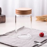 Hete Aanbieding Fabriek Groothandel Op Maat Logo Voedsel Glazen Verpakking Houten Deksel Glazen Fles