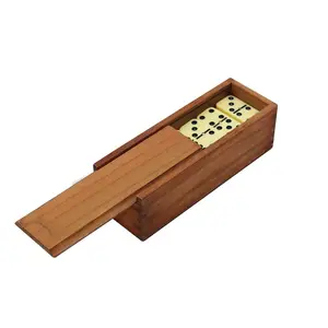 Çift altı domino ve ahşap renkli domino ahşap kutu ile set ve 28 adet domino oyun seti