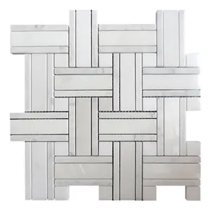 White marble floor mosaic tile Calacatta Bianco Carrara white Square marble mosaic Supplier