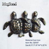 Conception côtière petit mur en métal Art-3D tortue Figurine océan idée UV imprimé tortue décoration murale