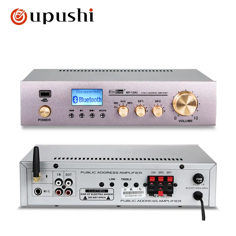 Oupushi 120w power amp tragbare pa system 2 zone mini blau-zahn verstärker 110V