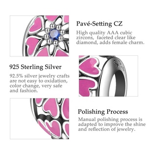 925 en <span class=keywords><strong>argent</strong></span> sterling femmes bracelet rose <span class=keywords><strong>coeur</strong></span> En Émail européen charme <span class=keywords><strong>perle</strong></span> - Product Image 5