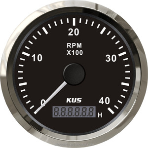 KUS 85mm Diesel Tachymètre Indicateur COMPTE-TOURS Avec Compteur Horaire 4000 <span class=keywords><strong>RPM</strong></span> 12 V/24 V Avec rétro-éclairage - Product Image 2