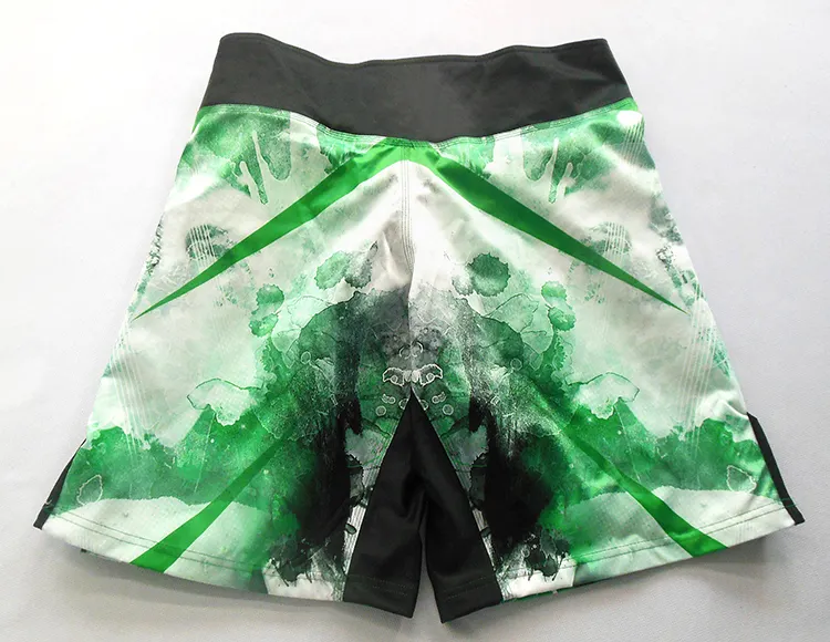 Sublimation gedruckt günstige muay thai grün boxen shorts