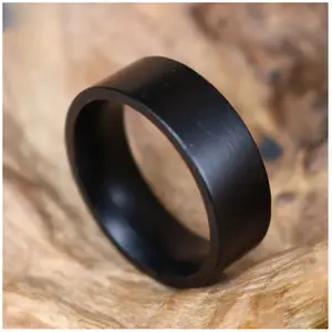 Custom 100% Natural Solide Black Ebony Wood Ring