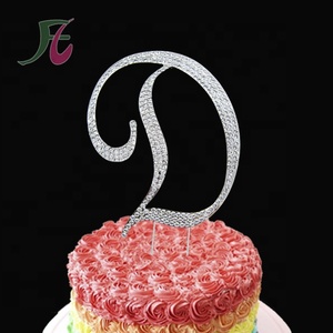 Pha Lê Rhinestone Bao Monogram Thư D Ban Đầu Wedding Cake Topper