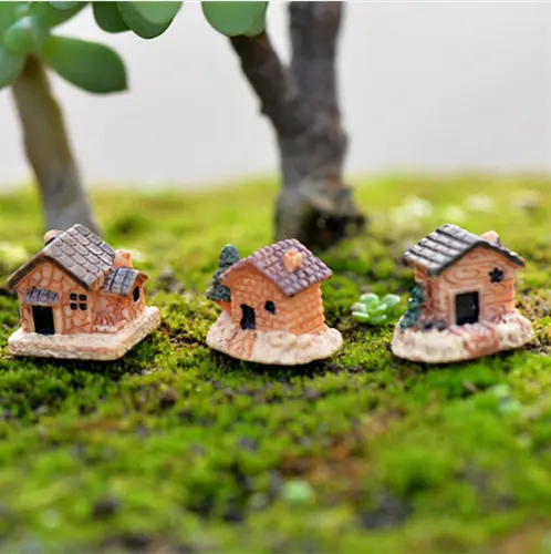 Mini küçük ev evler DIY oyuncaklar el sanatları şekil Moss teraryum peri bahçe süs peyzaj dekor