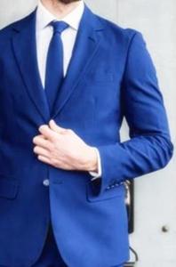 Elegante Traje de Novio Azul Rey, Corte Entallado, Traje de Boda <span class=keywords><strong>para</strong></span> <span class=keywords><strong>Hombre</strong></span>, Conjunto de 2 Piezas (Chaqueta + Pantalones) - Product Image 4