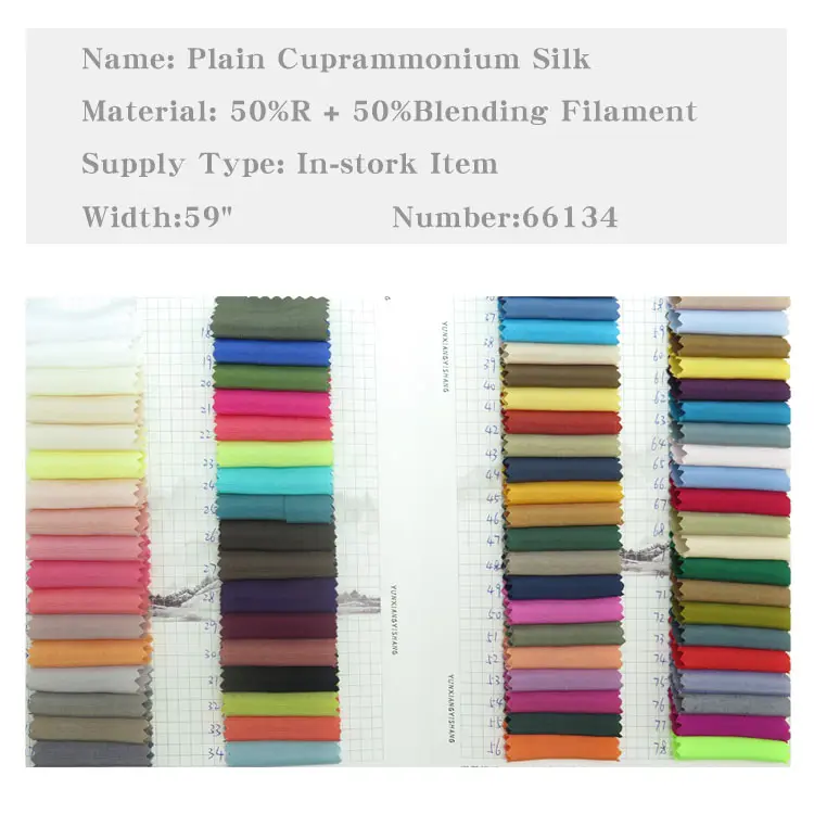 wholesale woven plain rayon viscose Cuprammonium blend silk light weight chiffon fabric for dress  soft shirts  scarves textile