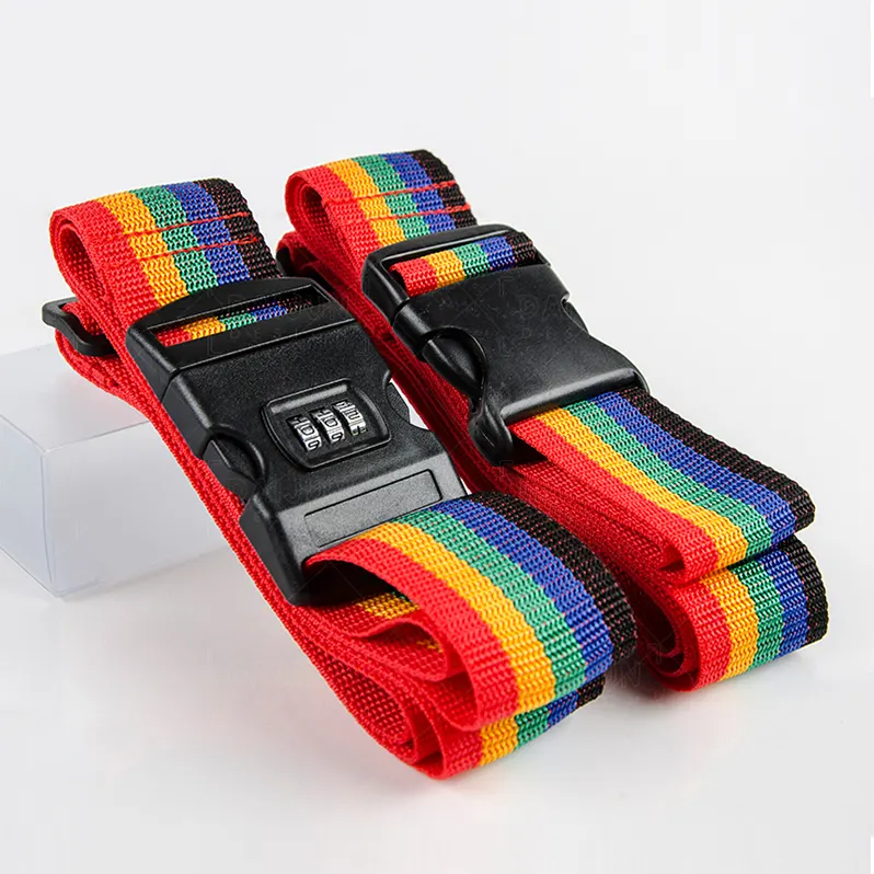 Multi Colore del commercio all'ingrosso Regolabile Con Serratura arcobaleno dei bagagli di colore della cinghia della cinghia con 3 serratura digitale