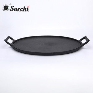 12 Inch Large Flat Bottom <strong>Pancake</strong> <strong>Pan</strong> Cast Iron Griddle Pizza <strong>Pan</strong> - Product Image 3