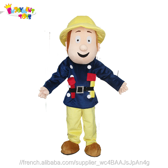 Jouissance CE promotion pompier Sam de bande dessinée costume de mascotte pour adultes