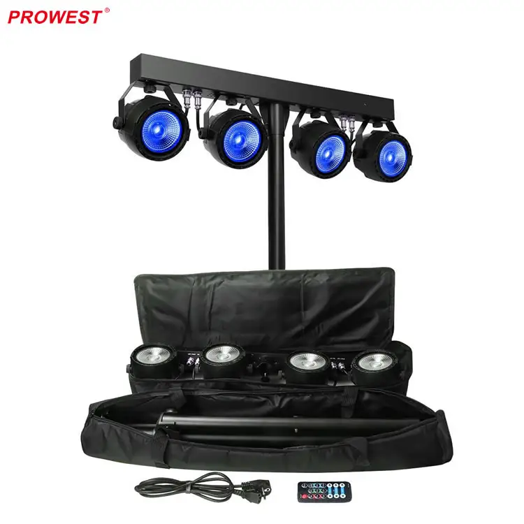 Set Lampu Par Led 4X30 W 3 Dalam 1 COB RGB Set Lampu Par dengan Tripod dan Tas Jinjing Cob LED Par