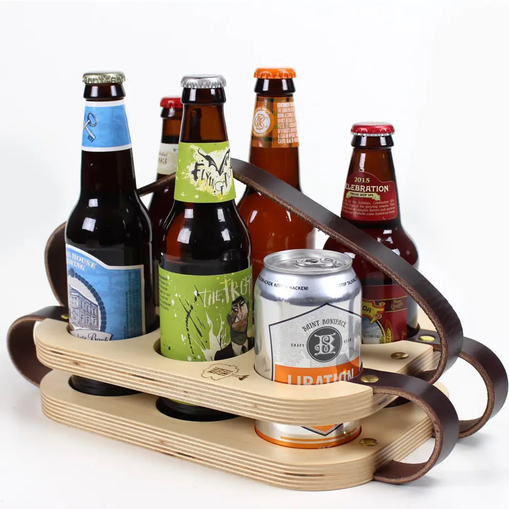 6 pak bier kan houder hout tote caddy houten bier carrier