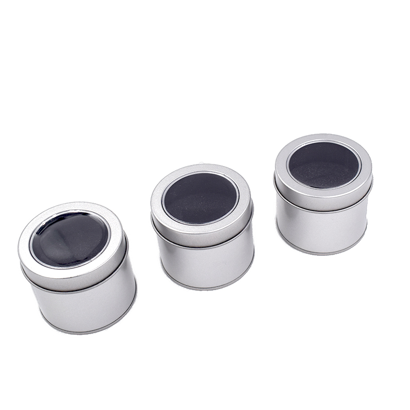 Популярная оптовая продажа, круглая металлическая жестяная коробка с прозрачной крышкой