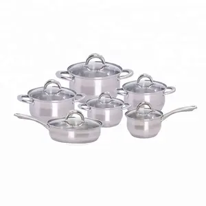 FIRST HORSE set peralatan masak stainless steel, set peralatan masak stainless steel panci dan panci peralatan dapur dengan tutup kaca LB-1846