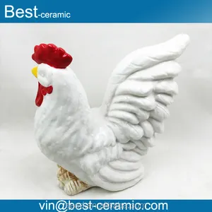 Gros blanc galzed peinture à la main en céramique de poulet chine articles d'importation décoration pour la maison.