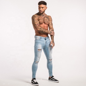 <span class=keywords><strong>Pantalones</strong></span> Vaqueros Negros Rotos de la Marca Gingtto para <span class=keywords><strong>Hombre</strong></span>, Estilo Selvedge, Elásticos, Ajustados, <span class=keywords><strong>Super</strong></span> Fly, Desgastados - Product Image 2