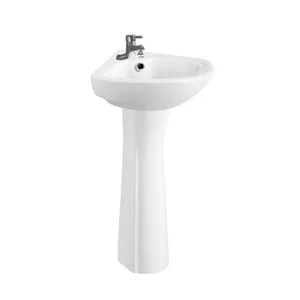 Floor standing triangle pedestal sinks small size corner basin