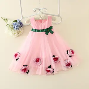 hot summer baby girls floral pattern clothes thailand style flower clothing party dresses for kids wholesale factory price