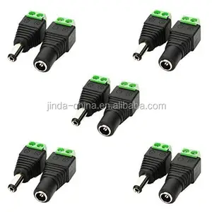 Adaptador de Terminal de enchufe de corriente continua macho hembra de 2,1mm x 5,5mm para cámaras CCTV