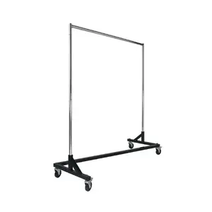 Chrome Heavy Duty Z Rack Rolling Rackขายปลีกร้านเสื้อผ้าRacks