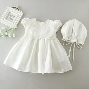 Infant Vintage Lace Flower Baby Girl Dress Newborn Lace Simple Kids Dress Baby Christening